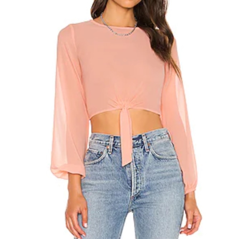 Tie front shirt in peach